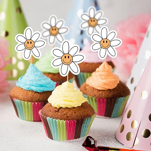 Miniatura 5 de Whaline 1000 calcomanías bohemias de margaritas blancas con forma de margarita, calcomanías autoadhesivas de flores hippie groovy, estilo retro,