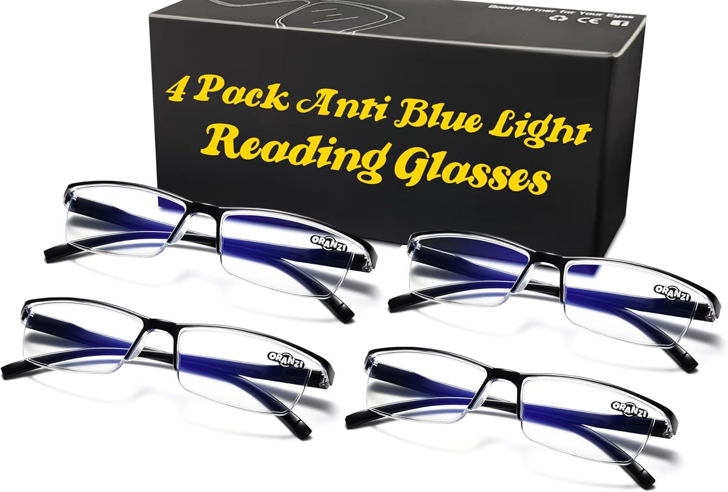 Reading Glasses Men - Blue Light Readers for Computer Working & Reading, Comfort Fi...