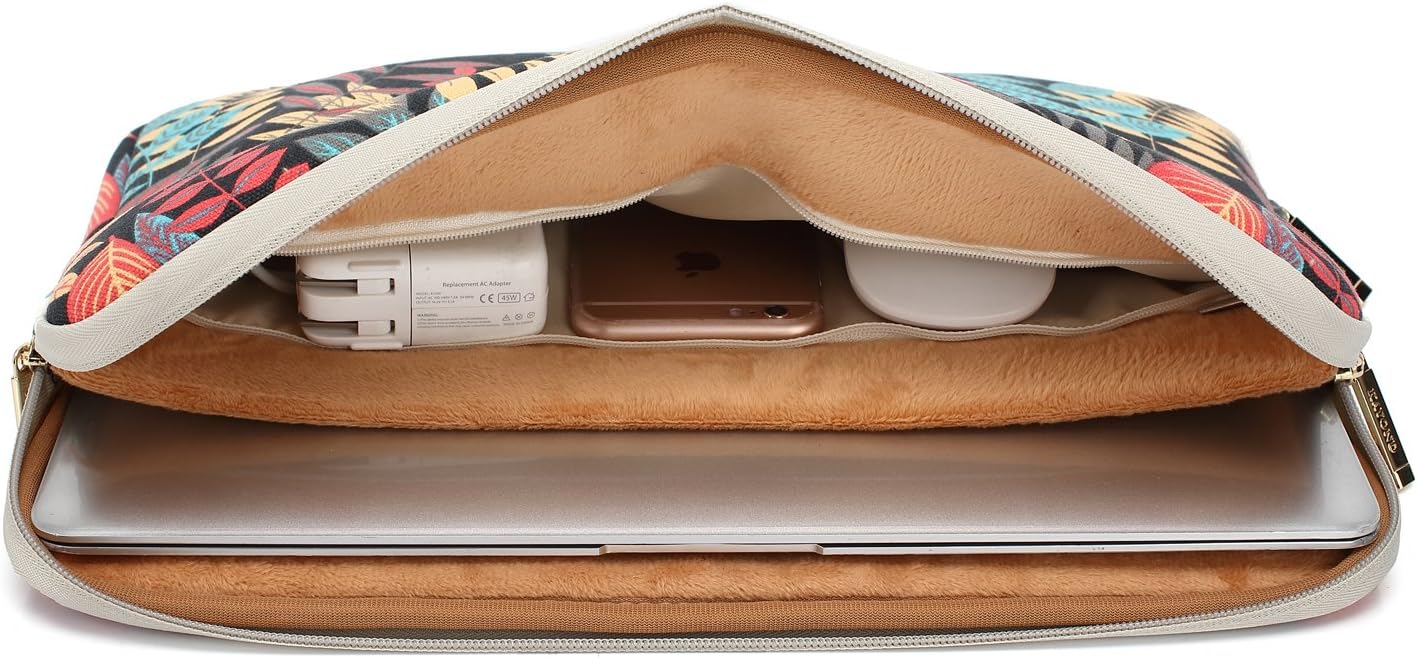 KAYOND Canvas Water-Resistant for 15-15.6 Inch Laptop Sleeve Case Bag (15-15.6 Inches, Forest Series Black) - Image 5