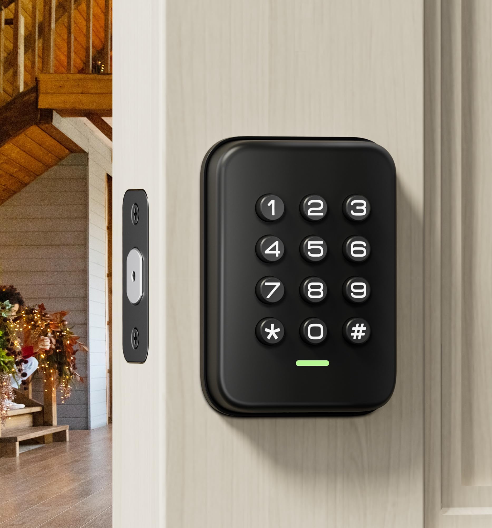 Veise Keyless Entry Door Lock, Electronic Keypad Deadbolt, Auto Lock, Anti-Peeking Password, Emergency Power Port, Easy Installation, Black
