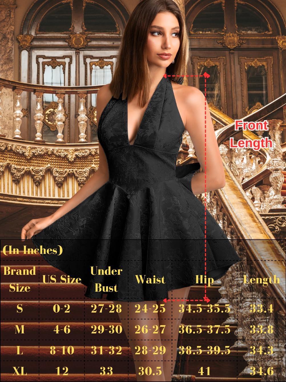 Jacquard Corset Dress,Deep V Halter Mini Dresses with Bow Back,Sexy Birthday Outfits Women Homecoming Prom Formal - Image 6