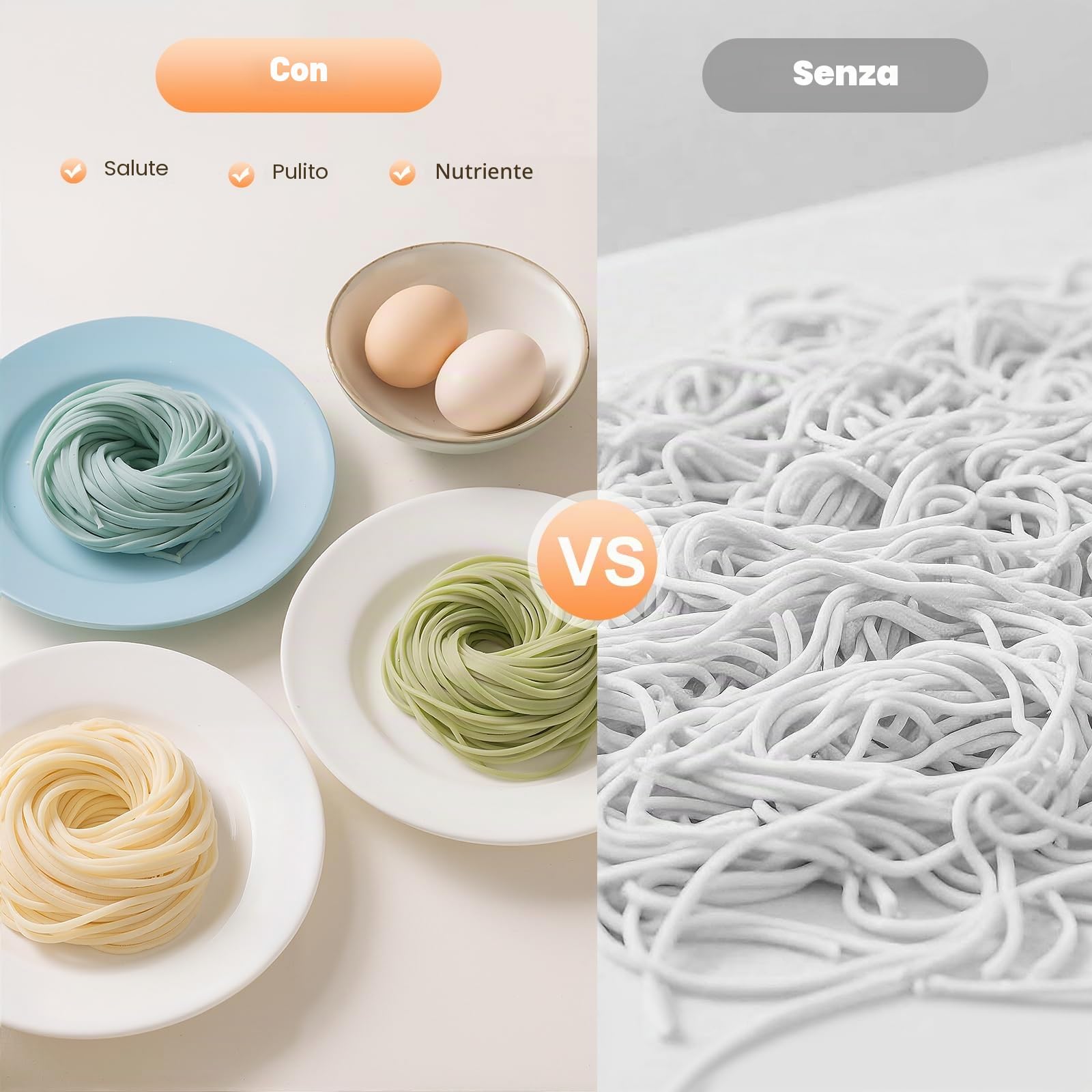 Macchina per la pasta, Pasta Maker Automatico con motore in rame, pasta fatta in casa in 12 minuti, 9 forme in acciaio inox, modalità retromarcia, pasta per verdure, clip di sicurezza, capacità 500g