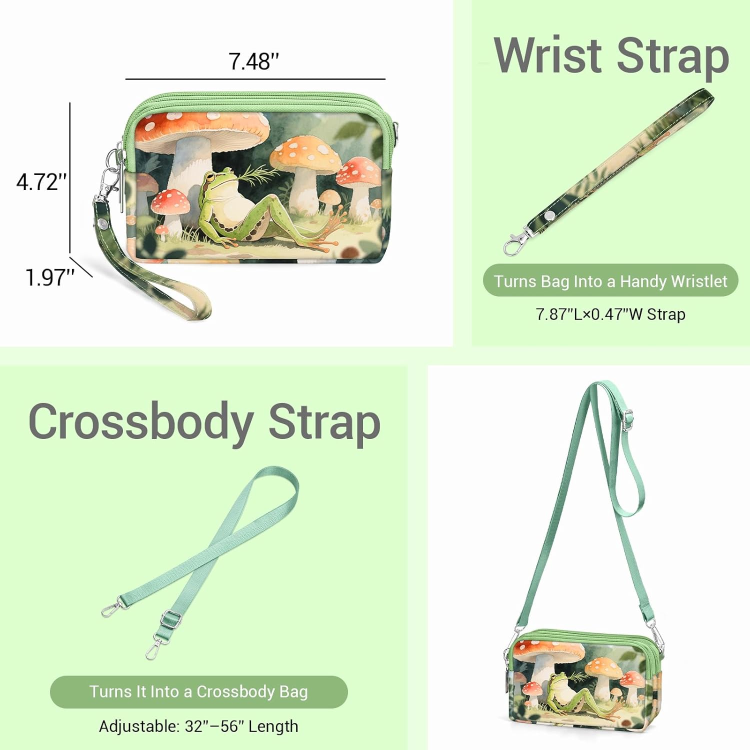 YINHEXI Small Crossbody Bags for Women, 3 Zippers Small Nylon Crossbody Purse for Travel, Cell Phone Wallet Bag for Women - Image 4