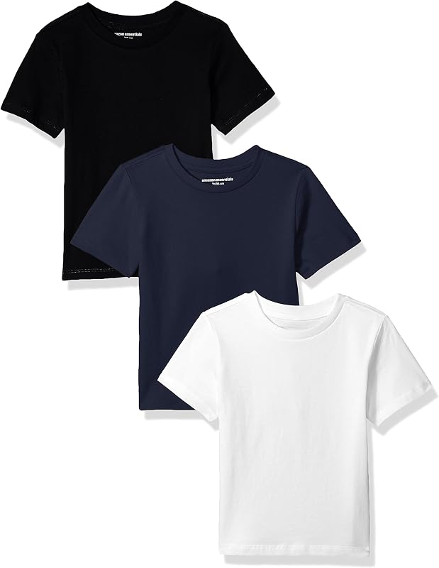 Amazon Essentials Camisetas de manga corta para niños y niños pequeños, jersey de algodón, paquetes múltiples