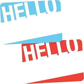 Avery Premium Name Tags, Hello, Blue and Red, No Lift No Curl, 36 Handwriteable Name Stickers