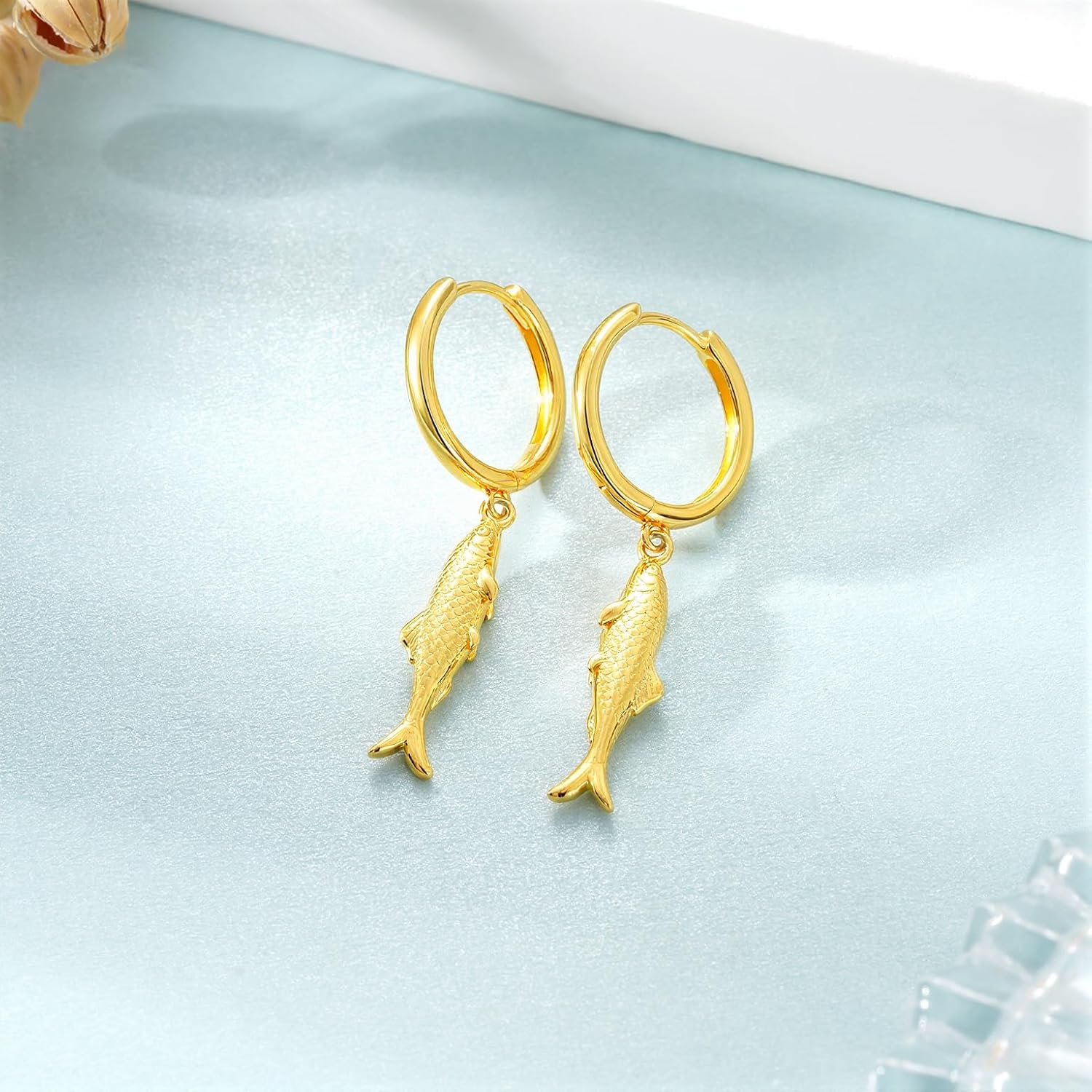 Fish Earrings 925 Sterling Silver Fish Jewelry Ocean Jewelry Gifts for Women - Image 3