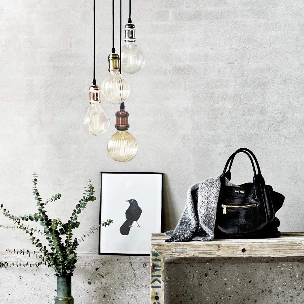 3-Pack H-Type Track Pendant Light White Cord Iron E26 Socket Modern Style Mini Lighting Industrial Factory Track Light Bulb Sold Separately Customizable for DIY Project,9 Colors,Chrome