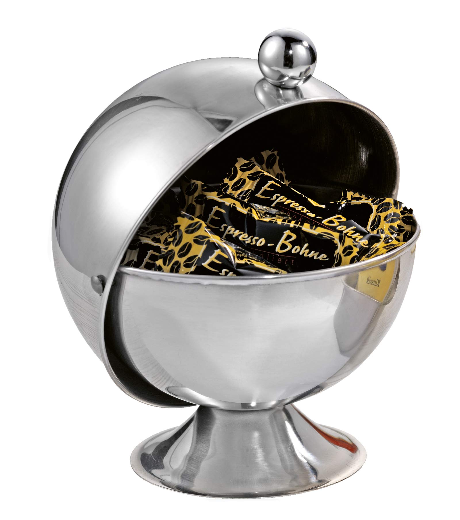 Esmeyer Sally - Sfera Porta Zucchero Sally in Acciaio Inox, Dimensioni: Diametro: 10,8 cm; Altezza: 11,7 cm, in Scatola Regalo