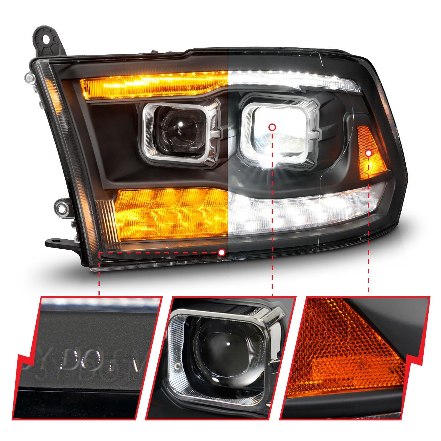 Amazon.com: ANZO 09-18 Dodge Ram 1500/2500/3500 Full LED Proj