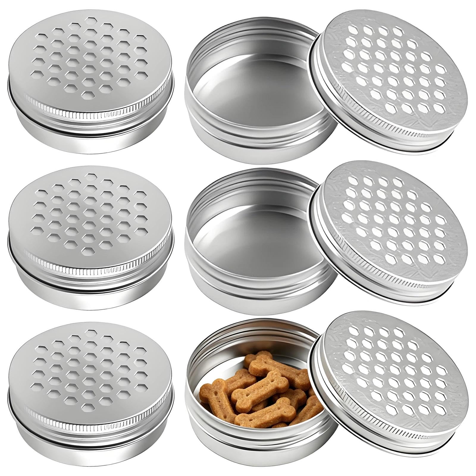 HAOXIZI 6 Pcs Dog Training Scent Tins, Scent Work for Dogs Equipment, Dog Odor Training Kit, Smell Aluminum Cans with Lids, Exercising Dogs Nose Odor Round Container Accessory Tool