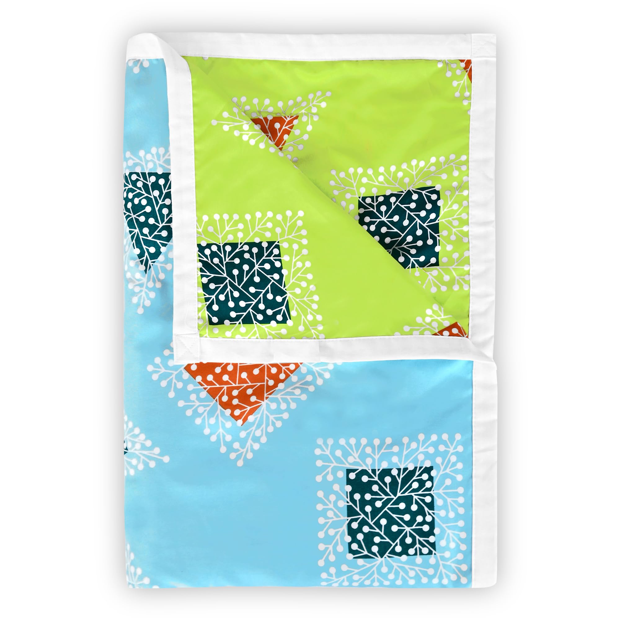 Divine Casa Reversible Single Bed Dohar | 120 GSM Microfiber Throw Blanket with Elegant Printed Design | Size 210 x 140 cm | Geometric | Sky Olive