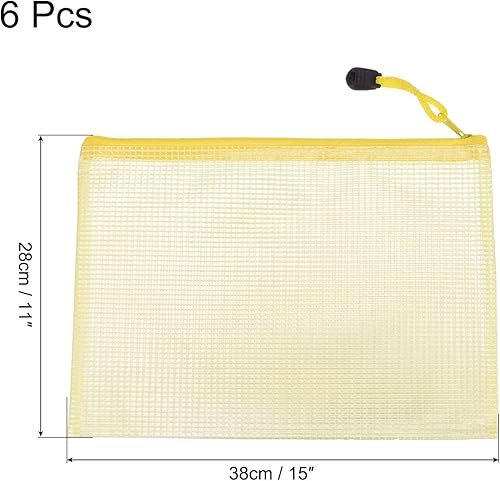 Miniatura 8 de MECCANIXITY Bolsas de malla con cremallera, tamaño B5, bolsillos para documentos, carpetas para suministros de oficina y hogar, color amarillo,