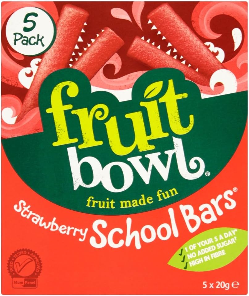 Fruit Bowl 5 Strawberry School Bars, 100g