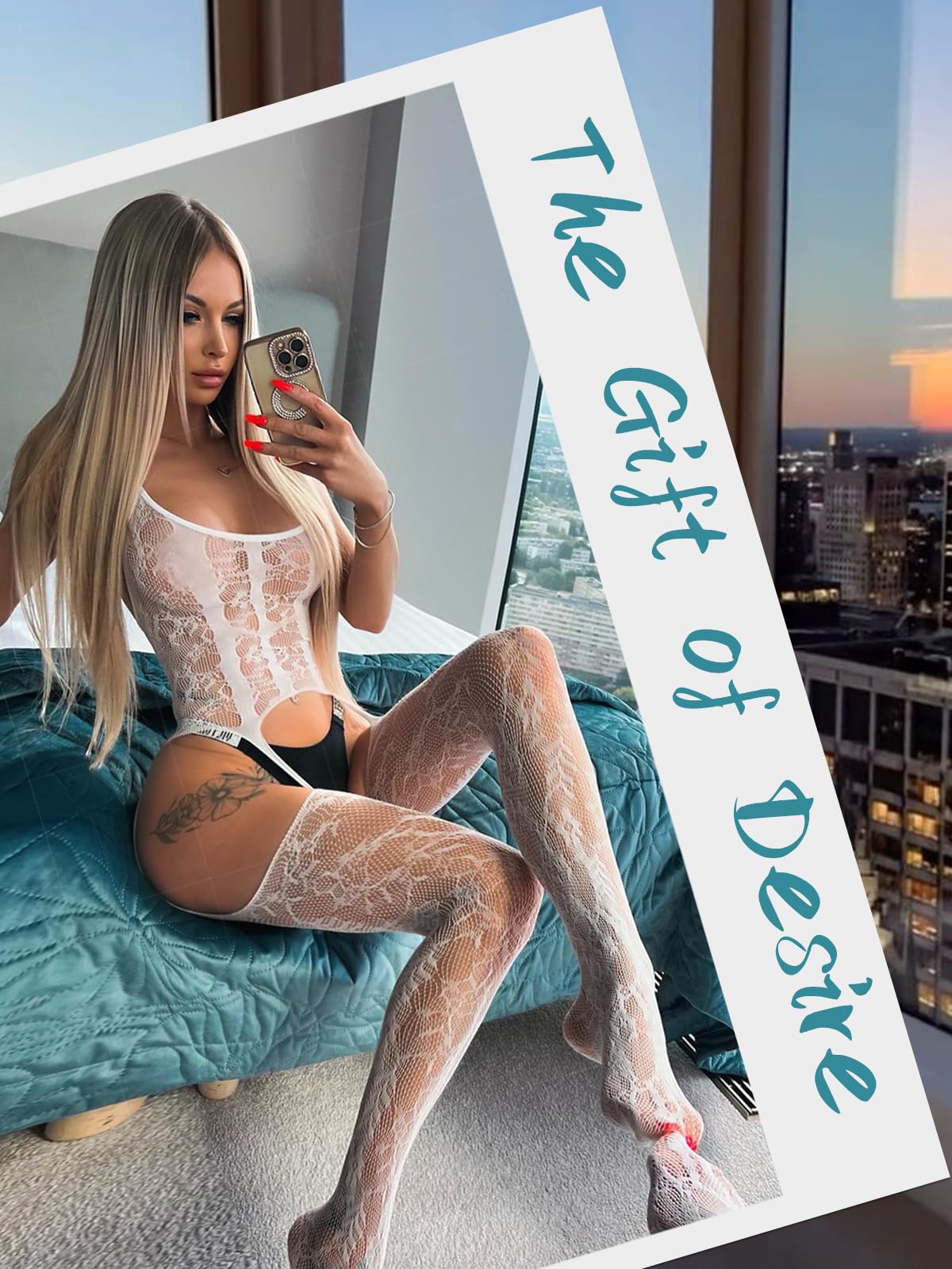 Buitifo Womens Fishnet Bodystocking Plus Size Crotchless Bodysuit Sexy Tights Soft Nightwear Lingerie: One Size White Gbw