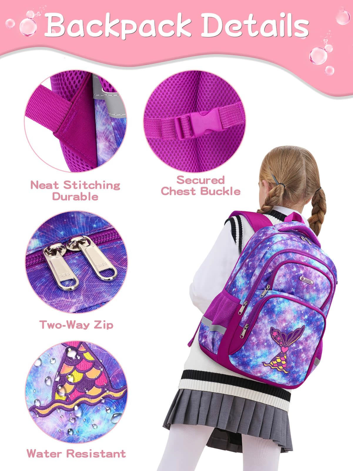 Mochilas escolares para niñas de 16 pulgadas para primaria, preescolar, jardín de infantes, lindas y de gran capacidad