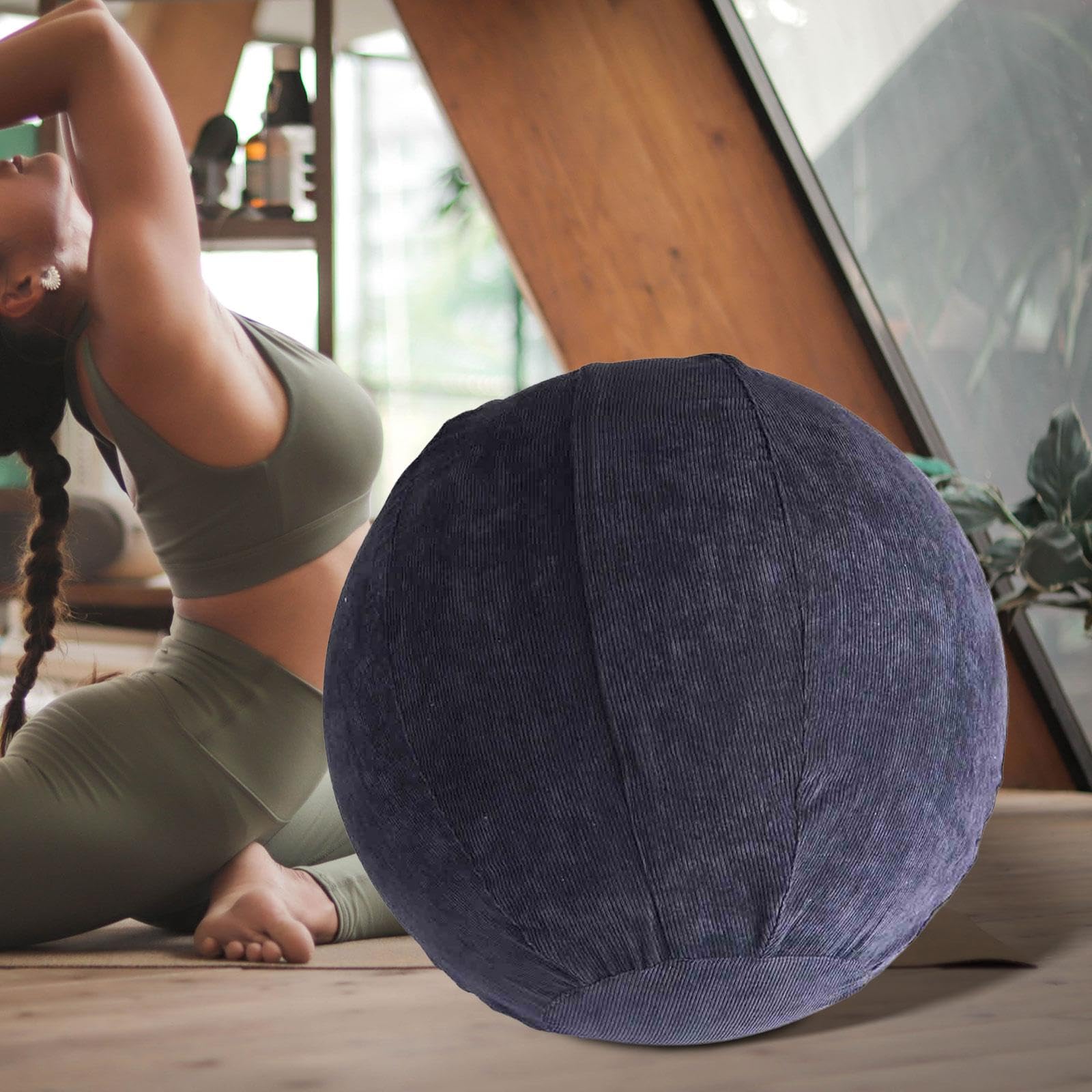 F Fityle Couverture de Balle de Yoga Pilates, Housse de balles assises avec poignées de Transport, Housse de Balle d'équilibre Pliable, Protection de Chaise de, Gris foncé 65cm