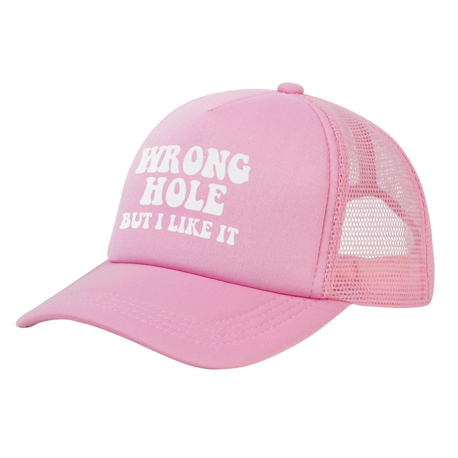 Anceky Wrong Hole But I Like It Cap Funny Mesh Trucker Hat Pink