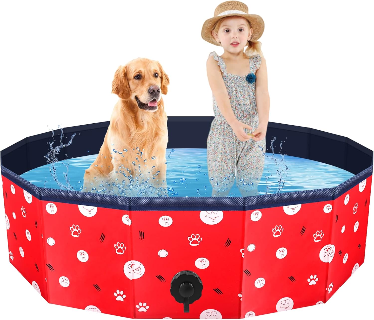 L 48" x 12" Dog Pool Pet Bath Pool, Jarler Foldable Dog Pet