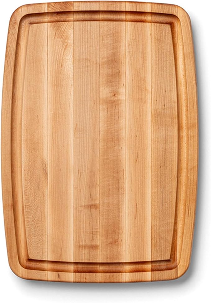 John Boos CB Series Rectangular Wooden Maple Cutting Board 20”x14” – 1.5” Thick, 12-lb Reversible Butcher Block with Rounded Edges, Juice Groove, Edge-Grain & Finger Grips – Made in the USA