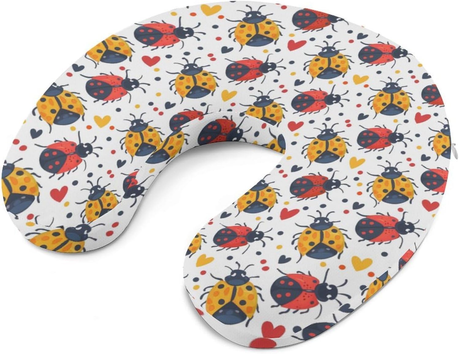 Colorful Ladybug Travel Pillow U Shape Neck Pillow Washable Pillowcase for Sleeping Chair