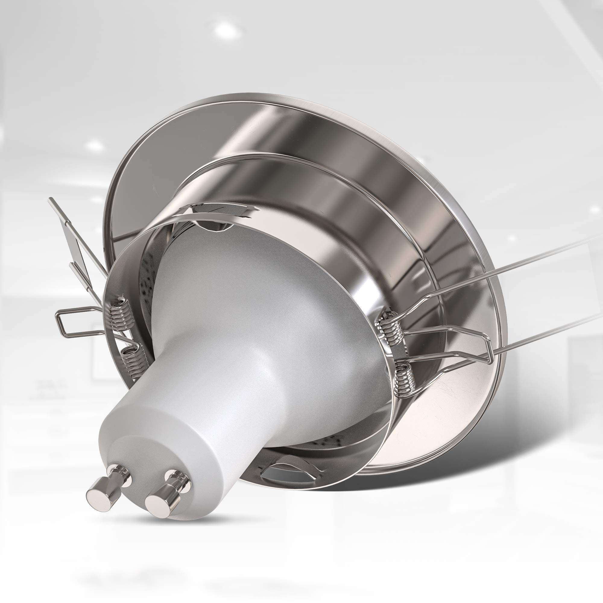 B.K.Licht lot de 6 spots LED encastrables orientables dimmables, ampoules 6x5,5W incluses, GU10, luminaire plafond, spots plafond, luminaires ronds encastrables, blanc chaud