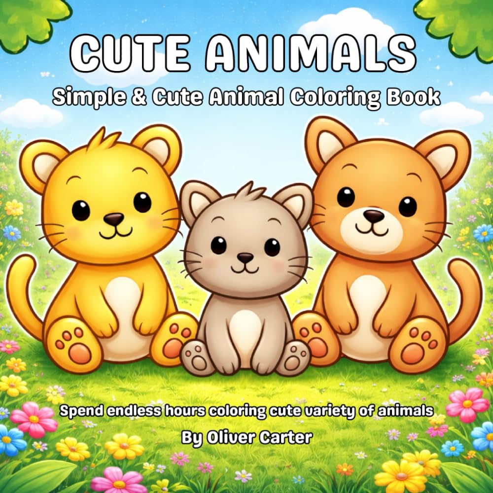 Cute Animals: Simple & Cute Animal Coloring Book