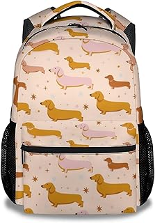 COOPASIA Dachshund Backpacks for Boys Girls, 16 Inch Cute Dog Backpack for School, Orange, Adjustable Straps, Durable, Lightweight, Large Capacity Bookbag for Kids
