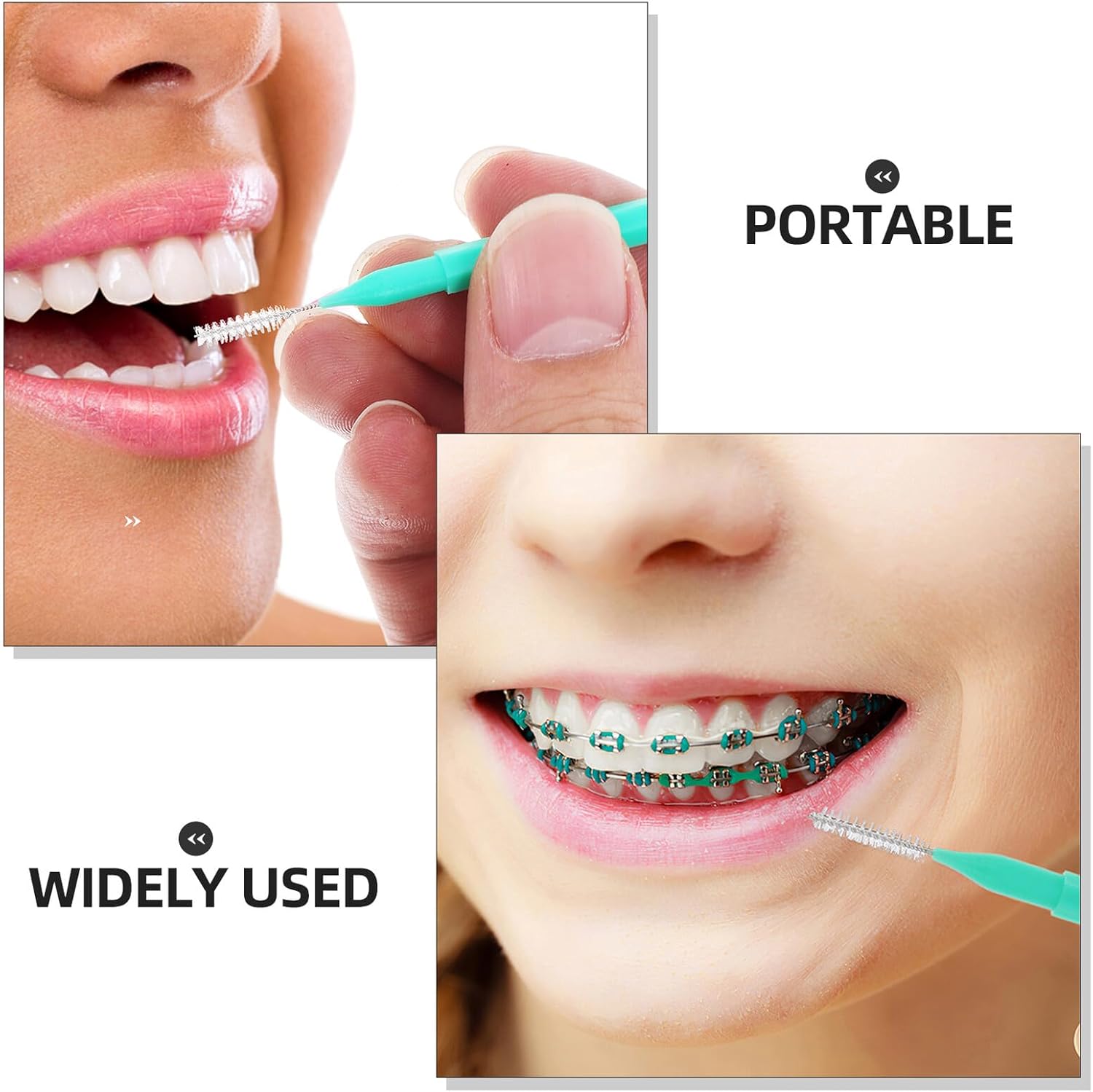 100pcs Interdental Brushes Flossing Tool Small Soft Bristled Toothbrush Cleaner for Plaque Removal and Gum Care Oral Hygiene Use
