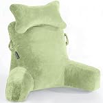 Reading Pillow-Bed Rest Pillow with Detachable Neck Roll & Higher Support Arm for Sitting in Bed Couch or Floor-Backrest Reading Pillow Adult Back Pillow for Reading, Grey