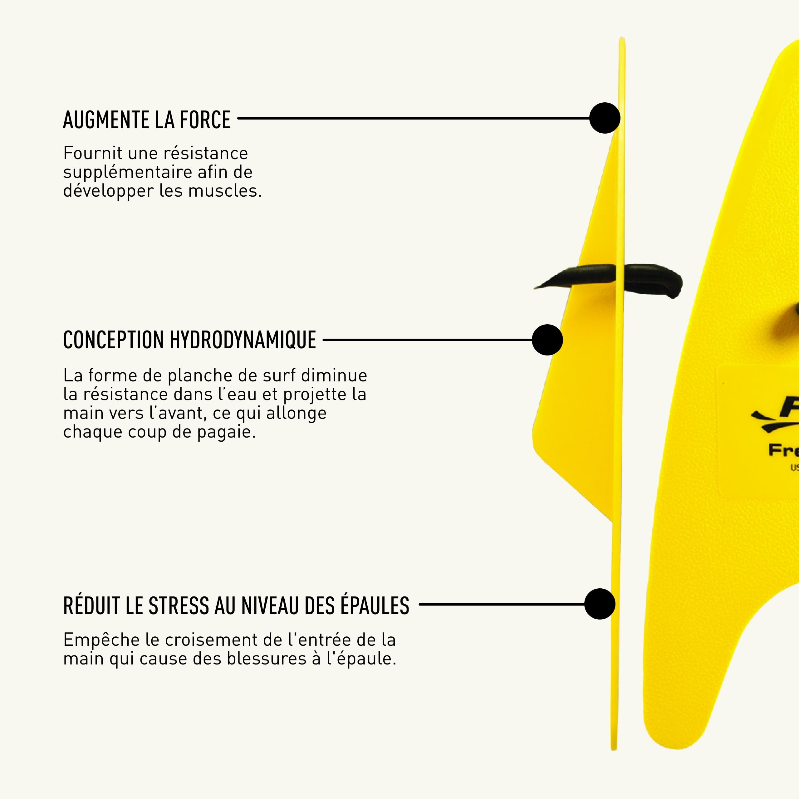 FINIS Freestyler Paddles de natation Jaune (Pour adulte)/ Blanc (Pour enfant)