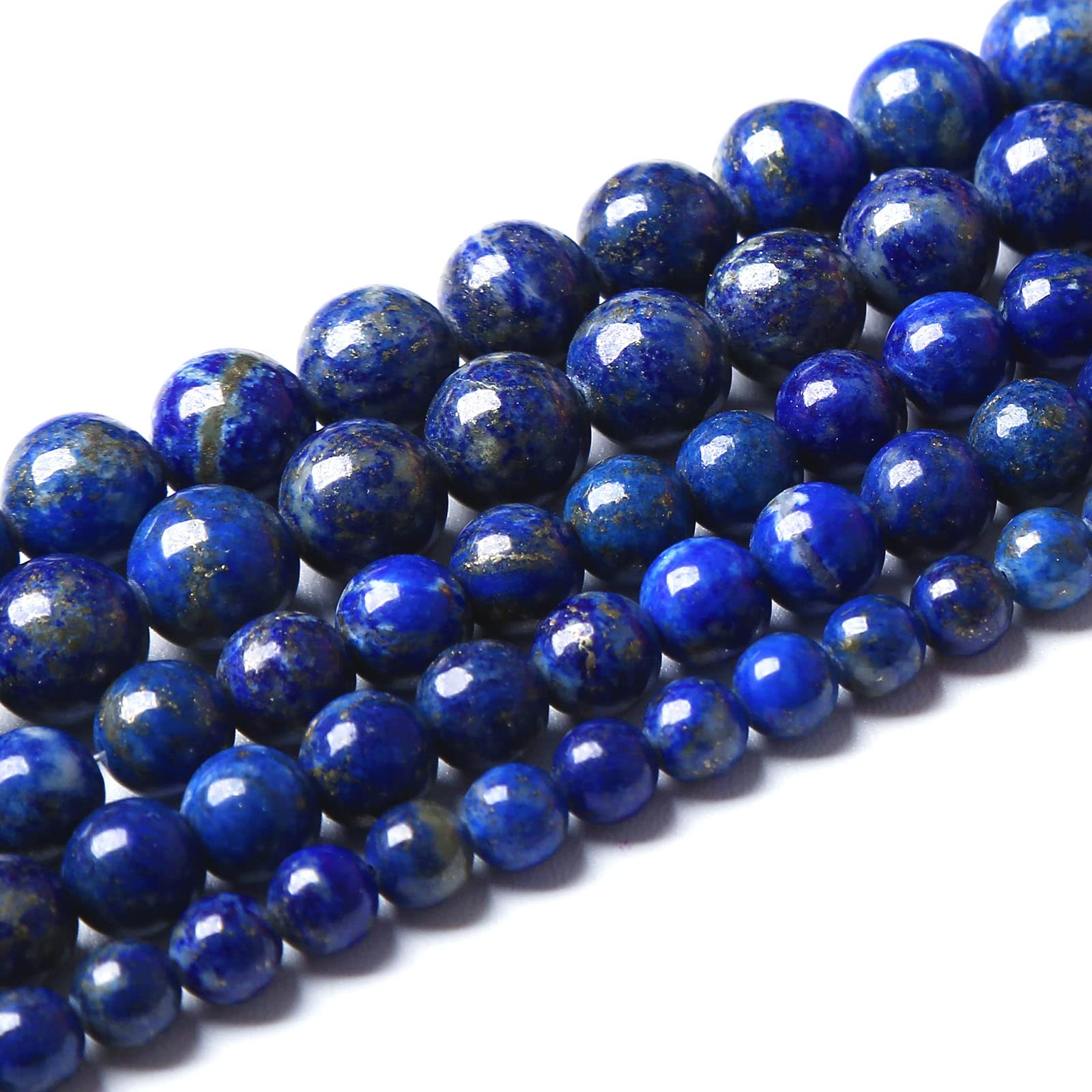 AAA+ - Cuentas de piedras preciosas naturales de lapislázuli de 10 mm, 37 cuentas redondas sueltas para hacer joyas, pulseras, collares, aretes