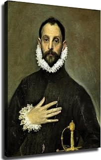 The Nobleman with His Hand on His Chest By El Greco Poster Print Poster Wall Art for Living Room Bedroom Wall Art Printins Wall Decor (12x18inch-Framed)