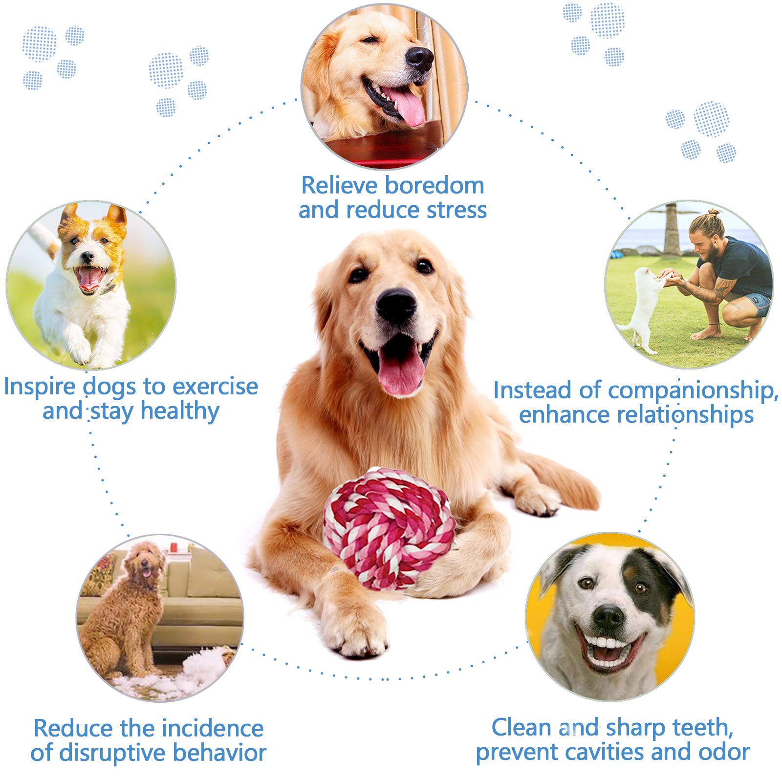 McNoryCane Cotone Naturale, Corda da Masticare Resistenti e Lavabili per la Pulizia dei Denti, Corda per Cane Grande e Cucciolo (15 Pezzi)