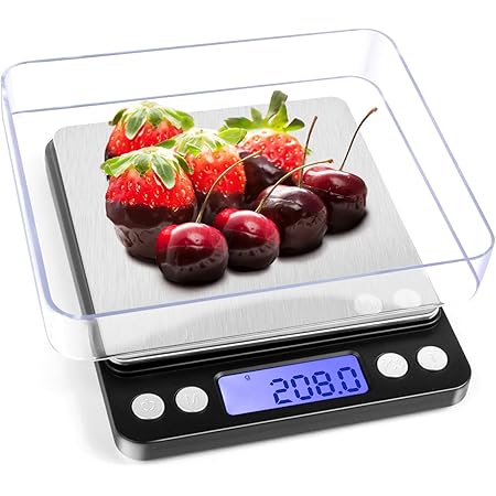 Kitchen Digital Food Scale, High Accuracy Mini Food Scales Digital Weight Grams and Oz for Cooking, Baking, Jewelry, Tare Function, 2 Trays, LCD Display (3000g/0.1g)