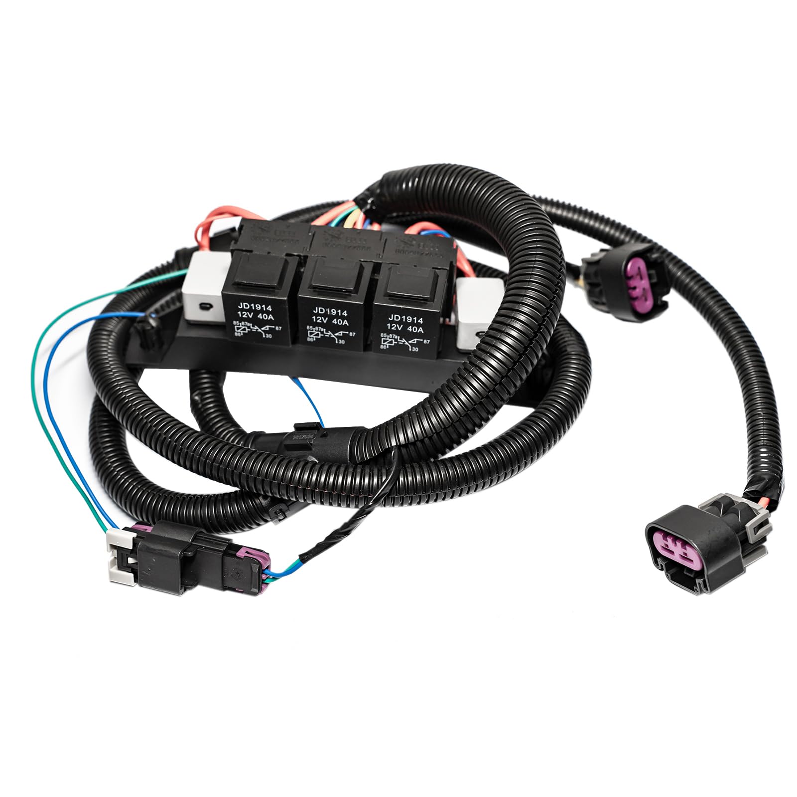 Maernz Dual Speed Electric Fan Control Wiring Harness Kit 674-00923, Fits Chevy Silverado, Avalanche, Suburban, Tahoe, GMC Sierra, Yukon, Stand Alone Electric Fan Harness Retrofit