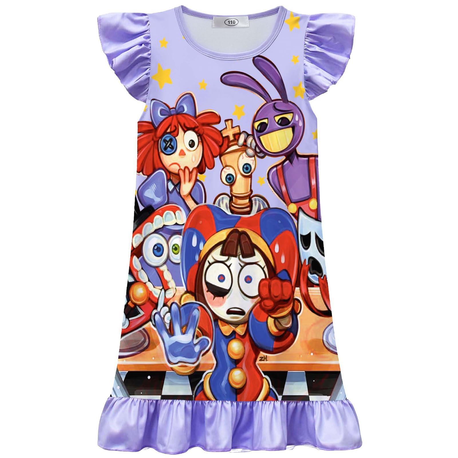 Amazing Circus Dress for Girls Pomni Dress Pomni Costume Circus Character Prints Dresses Joker Adventure Cartoon Anime Fancy Dress Outfit for Halloween Carnival Parties Festival Comedy Events