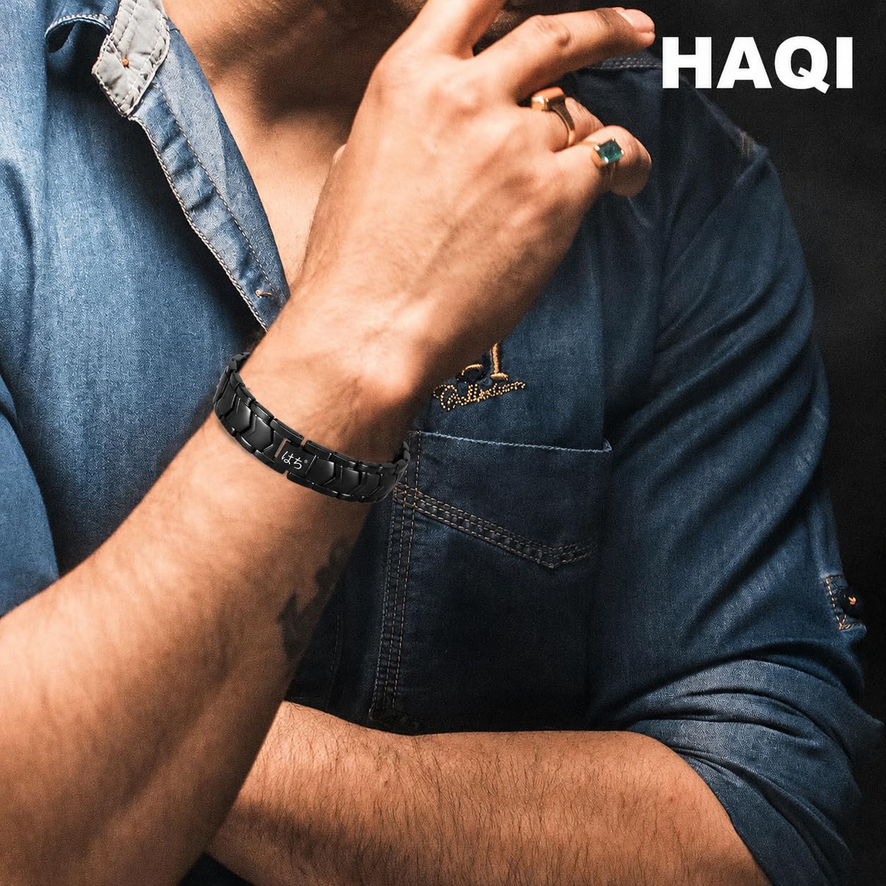 HAQI Bracelet magnétique pour homme - Santé, énergie - Thérapie magnétique - Arthrite - En acier inoxydable
