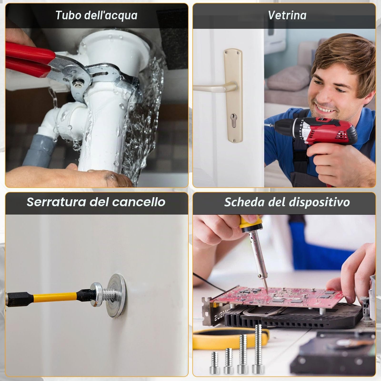 Viti Cilindriche Con Esagono Incassato - Set 1080 Pezzi M2 M3 M4 Bulloni e Dadi a Testa Esagonale Bussola - Chiavi a Brugola Incluse
