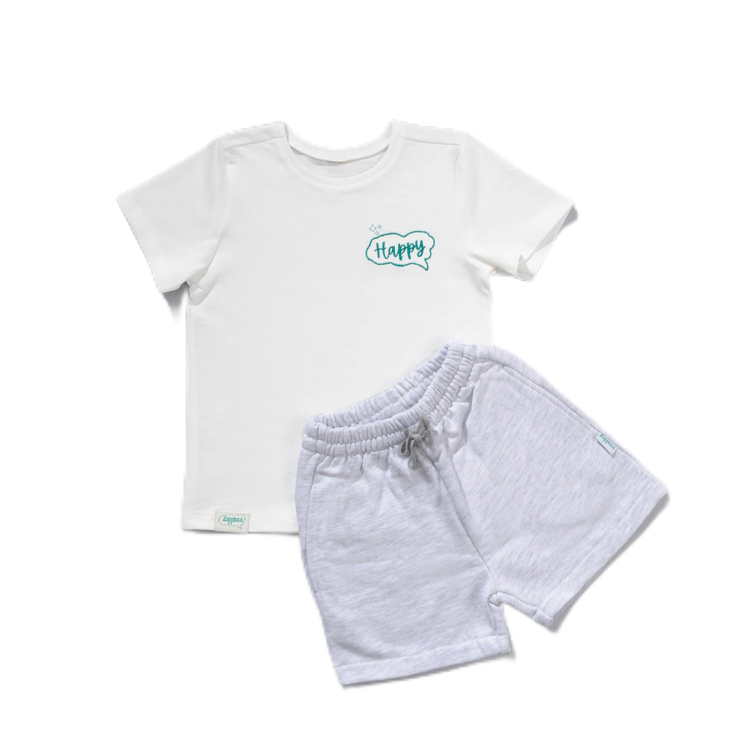 2li Organik Pamuk T-Shirt Şort Takım(0-4 Yaş) - Gri Melanj - 3-4 Yaş