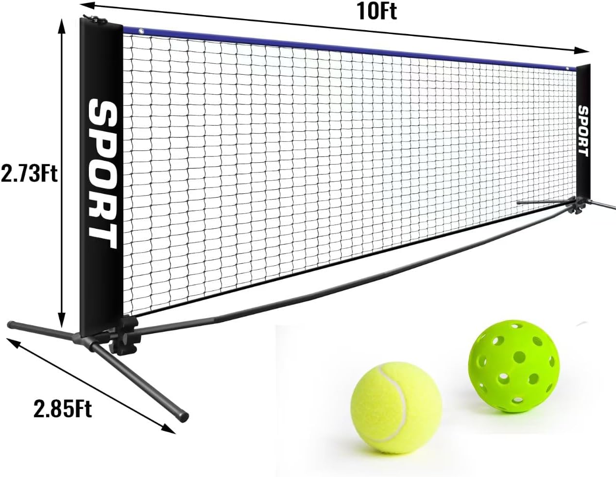 10FT Mini Portable Pickleball Net Set,Tennis net Set,Kids Volleyball net Set,Easy Setup for Driveways, backyards,Nylon Sports Net with Poles