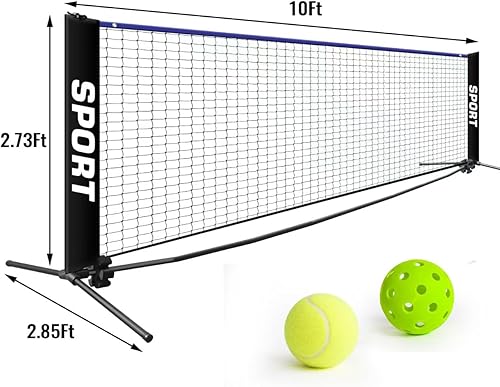 Miniatura 2 de Juego de red de pickleball portátil de 10 pies, juego de red de tenis para niños, fácil instalación para entradas, patios, red deportiva de nailon
