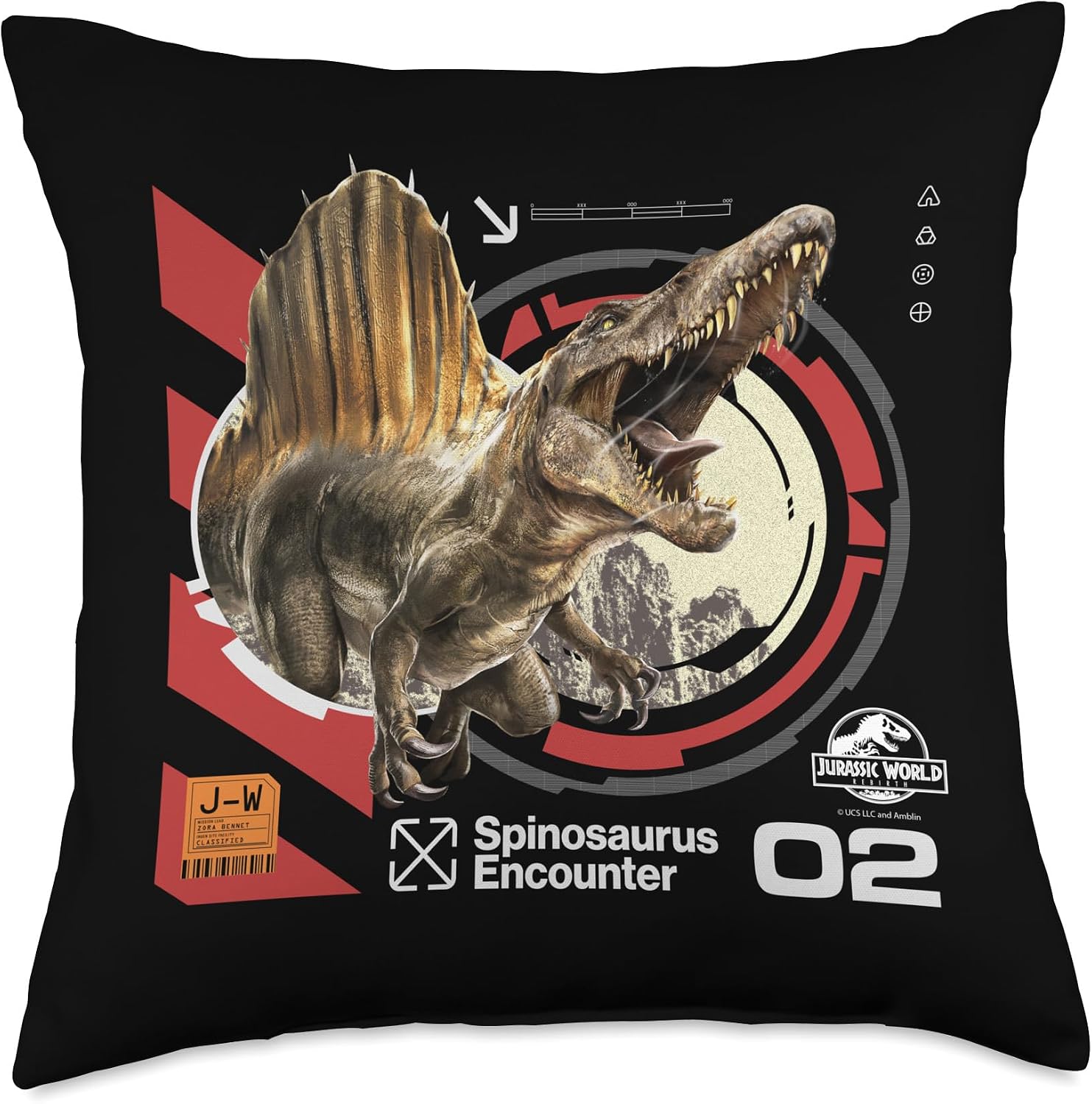 Jurassic World Rebirth Spinosaurus Encounter Throw Pillow