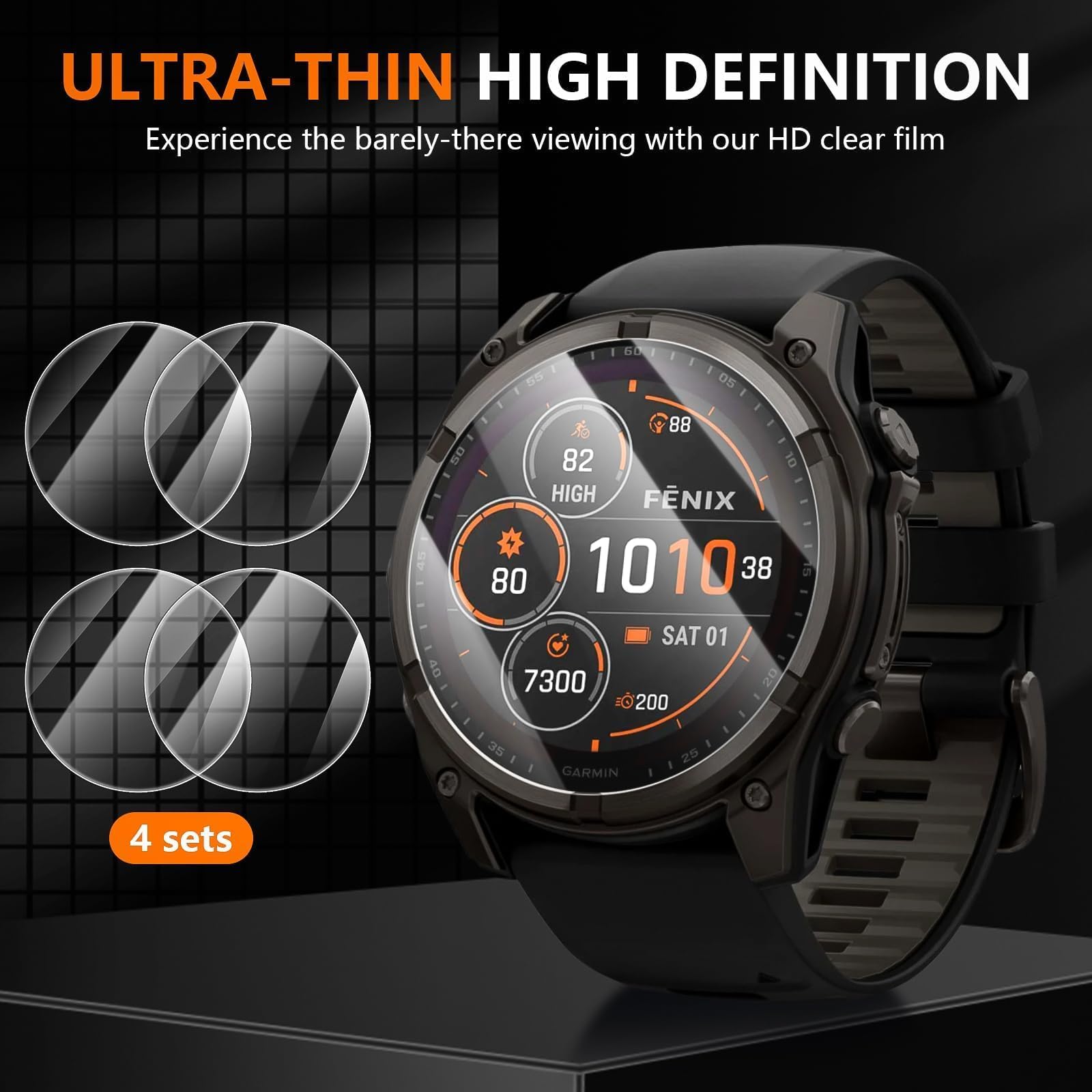 Diruite 4 Sztuki Ochraniacz Ekranu do Garmin Fenix ​8 51 mm/Fenix 8 Pro AMOLED 51mm/Fenix ​​7X/​​Solar/Sapphire Solar,HD Szkło Hartowane Folia Ochronna