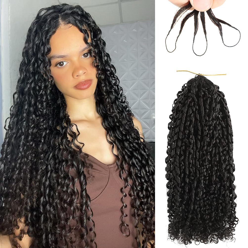 Miracle Knots Hair Pixie Curly Crochet Human Hair for Black Women Raw Feather Crochet Human Hair Burmese Curly 16 Inch 120g/pack Pre-Separated Invisible Virgin Human Crochet Hair Natural Color