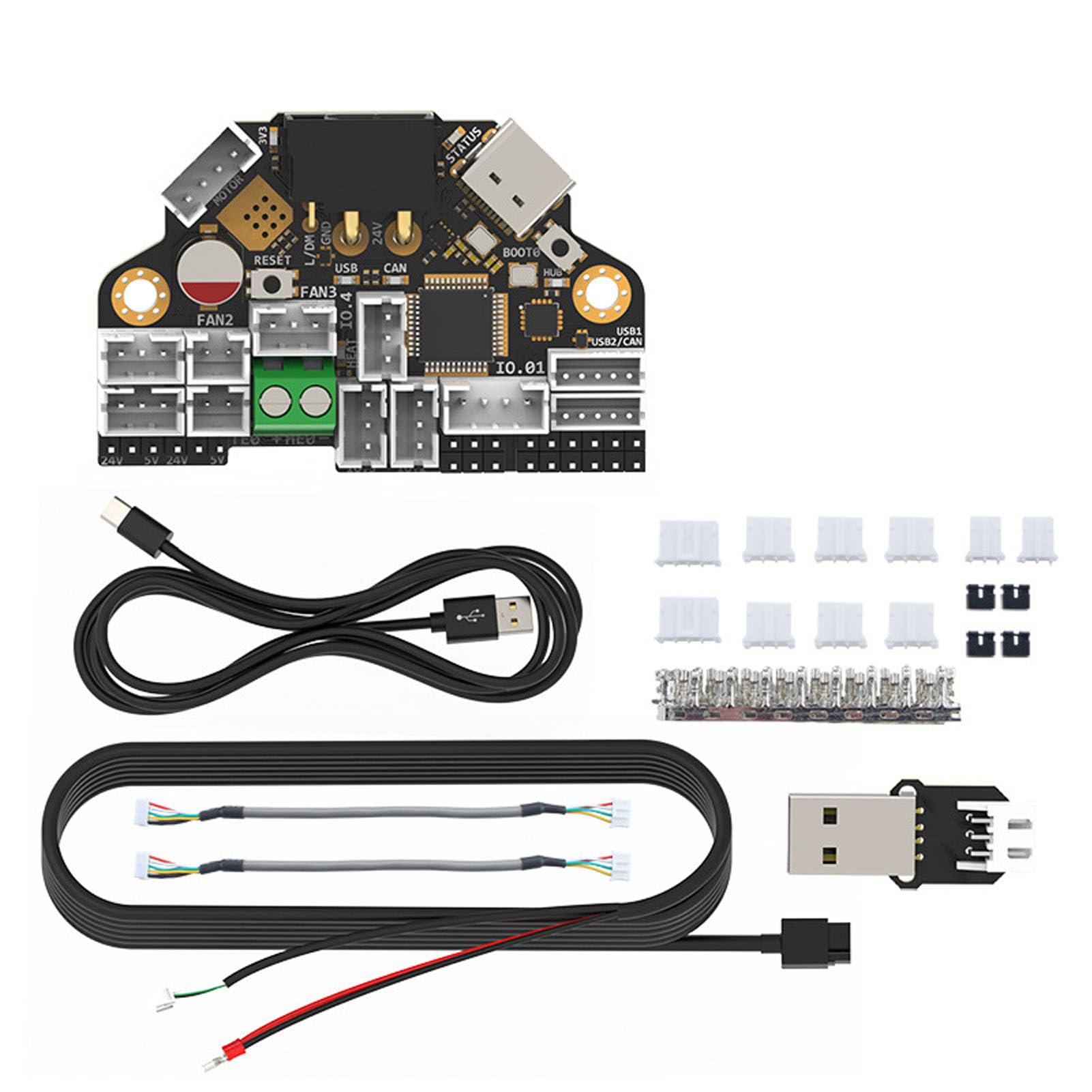 FTVOGUE Placa Adaptadora de Bus CAN Placa de Control PCB con STM32G0B1T3 TMC2209 2 Más 1 Puertos USB 4 Salidas de Ventilador Soporte de LED RGB para Actualizaciones de Motor de Extremo Caliente de