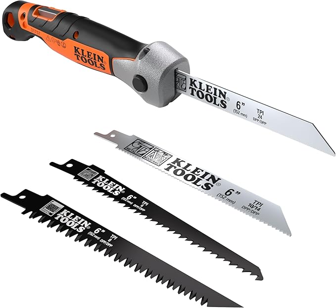 Amazon.com: Klein Tools 31757 - Sierra plegable multiusos, múltiples cuchillas incluidas, doble posición de bloqueo, corta paneles de yeso, metal, madera y plástico : Herramientas y Mejoras del Hogar