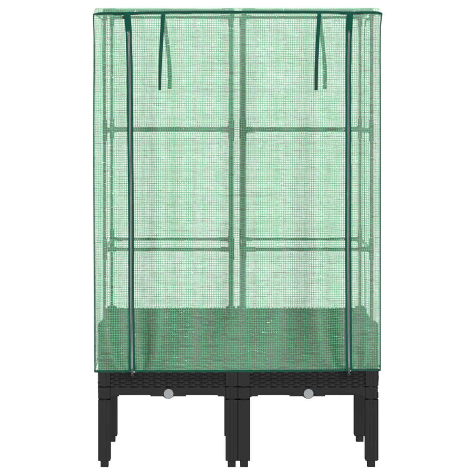 Aiuola rialzata con serra effetto rattan, telaio in polipropilene e tubo di ferro, 80 x 40 x 140 cm, per verdure, erbe e fiori in giardino, balcone o cortile
