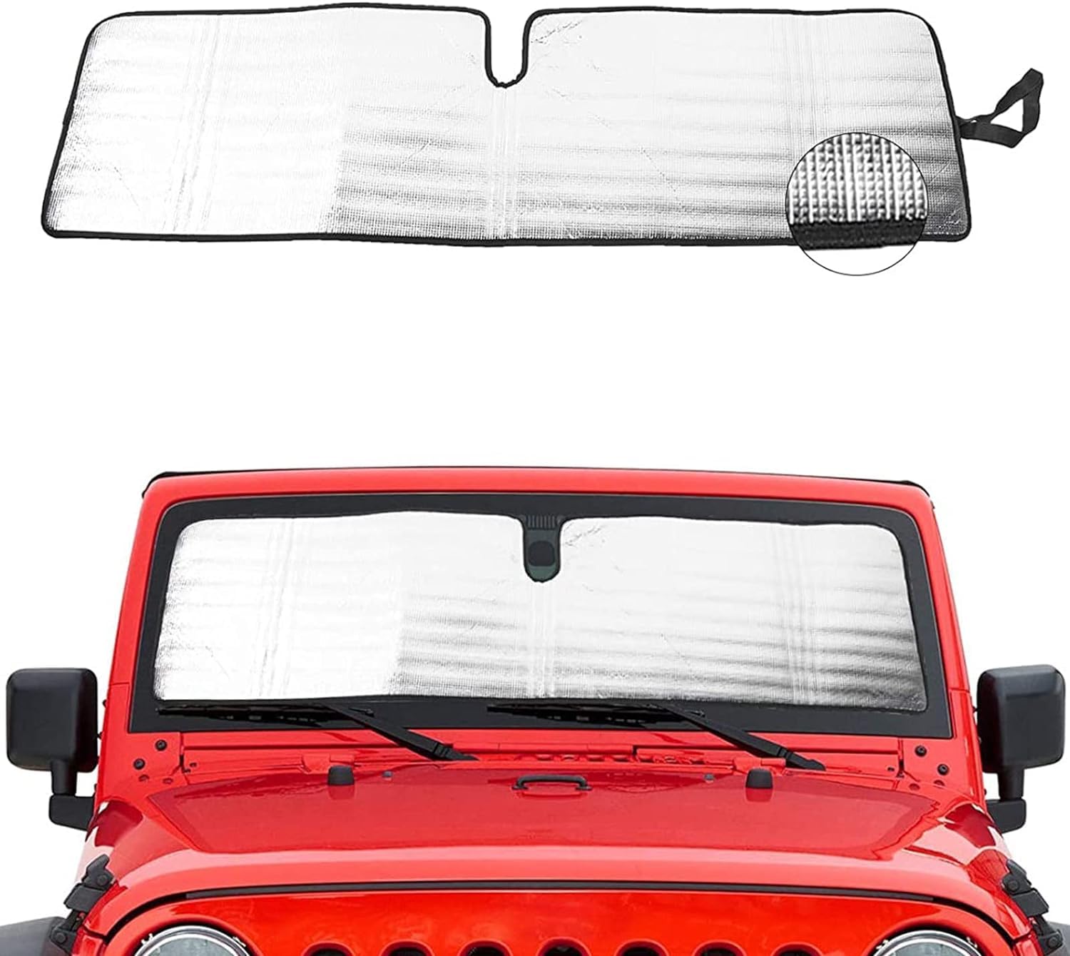 Sunshade for Jeep Wrangler,Windshield Sunshade Sun Shade Heat Shield Sun Visor Mat Compatible with Jeep Wrangler Rubicon Sahara TJ JK JKU 2 Door & 4 Door