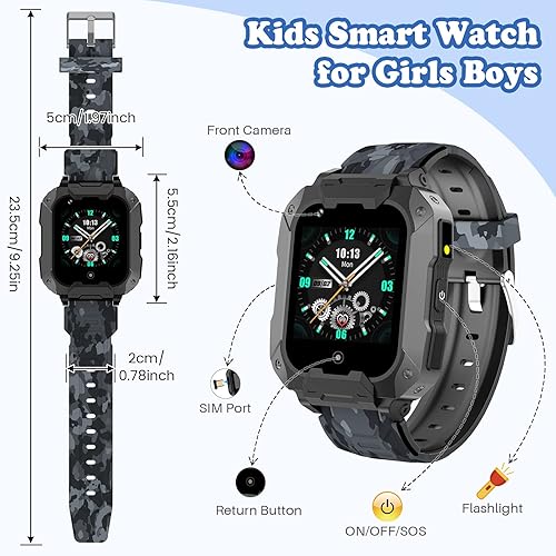 Miniatura 8 de cjc Reloj inteligente 4G para niños con rastreador GPS y llamadas, pantalla táctil HD, reloj de teléfono celular para niños, combina SMS, voz,