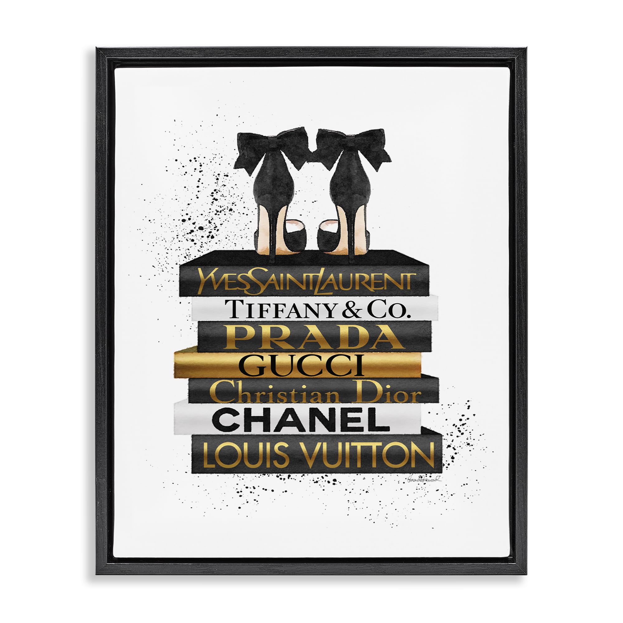 Glam Bookstack Animal Print, 24 x 30 Inch Canvas in Floater Frame